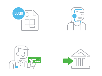 Intuit Quickbooks business icons icon set icons line art lineart mobile icon set