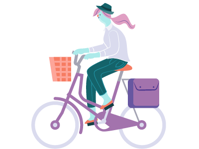woman on bicycle bicycle flat art hipster illustration illustrator millennials people people on bicycle woman woman on bicycle women