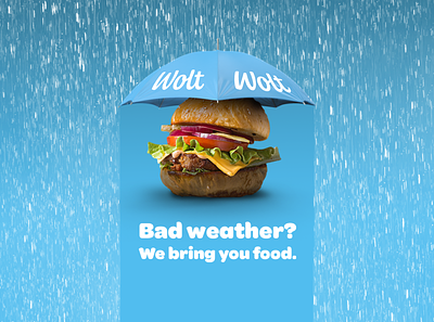 Rain Advert for Wolt advert bad weather burger concept design rain