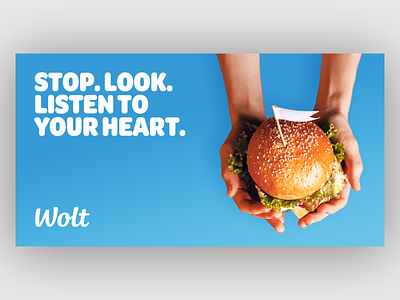 Listen to your heart advertising application burger design digital digitalartwork hand plain typography