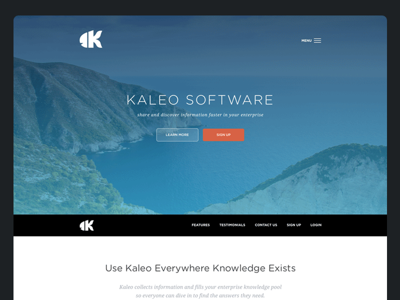 Kaleo Software Landing Page clean landing landing page modern product saas web web design
