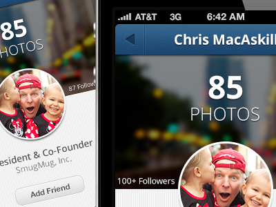 iOS App — Profile View app blue cover photo ios iphone iphone app photo photo sharing profile profile view social social network view