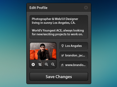 Edit Profile — Challenging Myself button dark dark interface dark ui edit edit profile modal modal window photo tools profile profile photo ui web