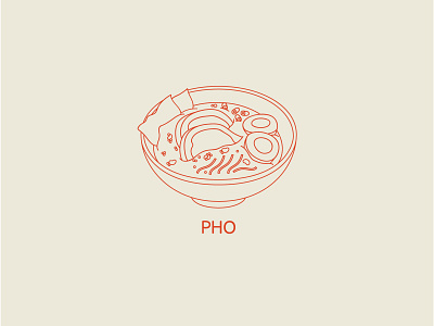 Pho design food illustrator logo vector vietnamese