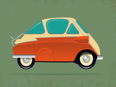 Bubblecar bmw illustration isetta orange vector vintage car