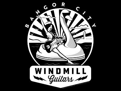 Windmill Guitars Monochrome Tee Design bangor guitar illustration jazzmaster northern ireland screenprint swan tee shirt vector