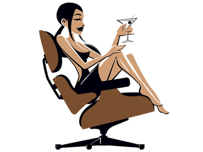 Eames Girl classic eames furniture illustration loungechair martini mid-century pin-up vector