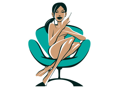 Swanchair Girl classic furniture illustration mid-century pin-up swanchair vector