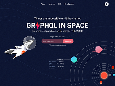 GraphQL In Space Conference branding conference design dgraph homepage icon illustration layout type typography ui userinterface website