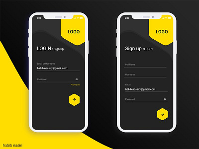 login & sign up app design designer interface motion register sign in ui ux