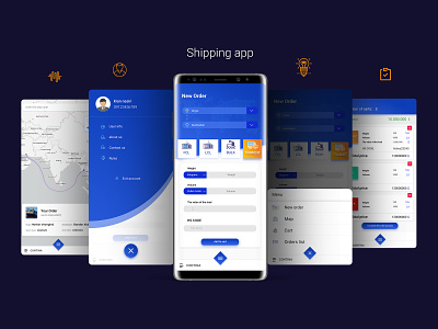 Shipping android app app branding design illustration mobile design register shipments shipping shipping container ui ux vector