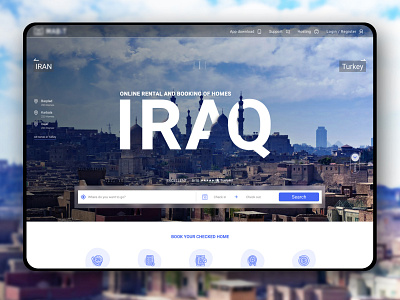 iraq travel header booking dashboard design header design illustration travel ui ux website design