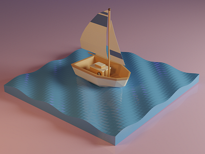 Dream Boat 3d art blender boat cute design dreamy modeling pastel sunset