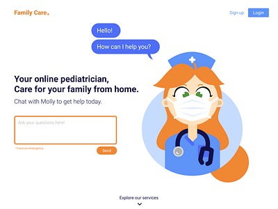 Family Care Bot after effects ai animation bot branding child care design family figma healthcare illustration mask medical nurse sick vector