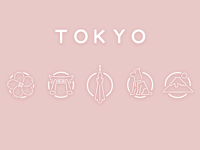 Tokyo Icons art assets branding circular design fuji icon icon set illustrator pink tokyo travel ux vector