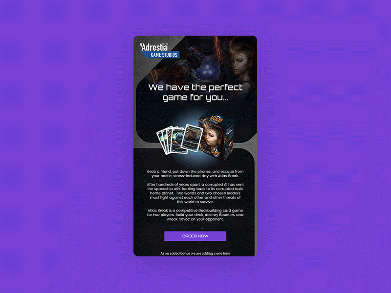 Adrestia Email card game cards email email design email newsletter fantasy game gamer scifi space