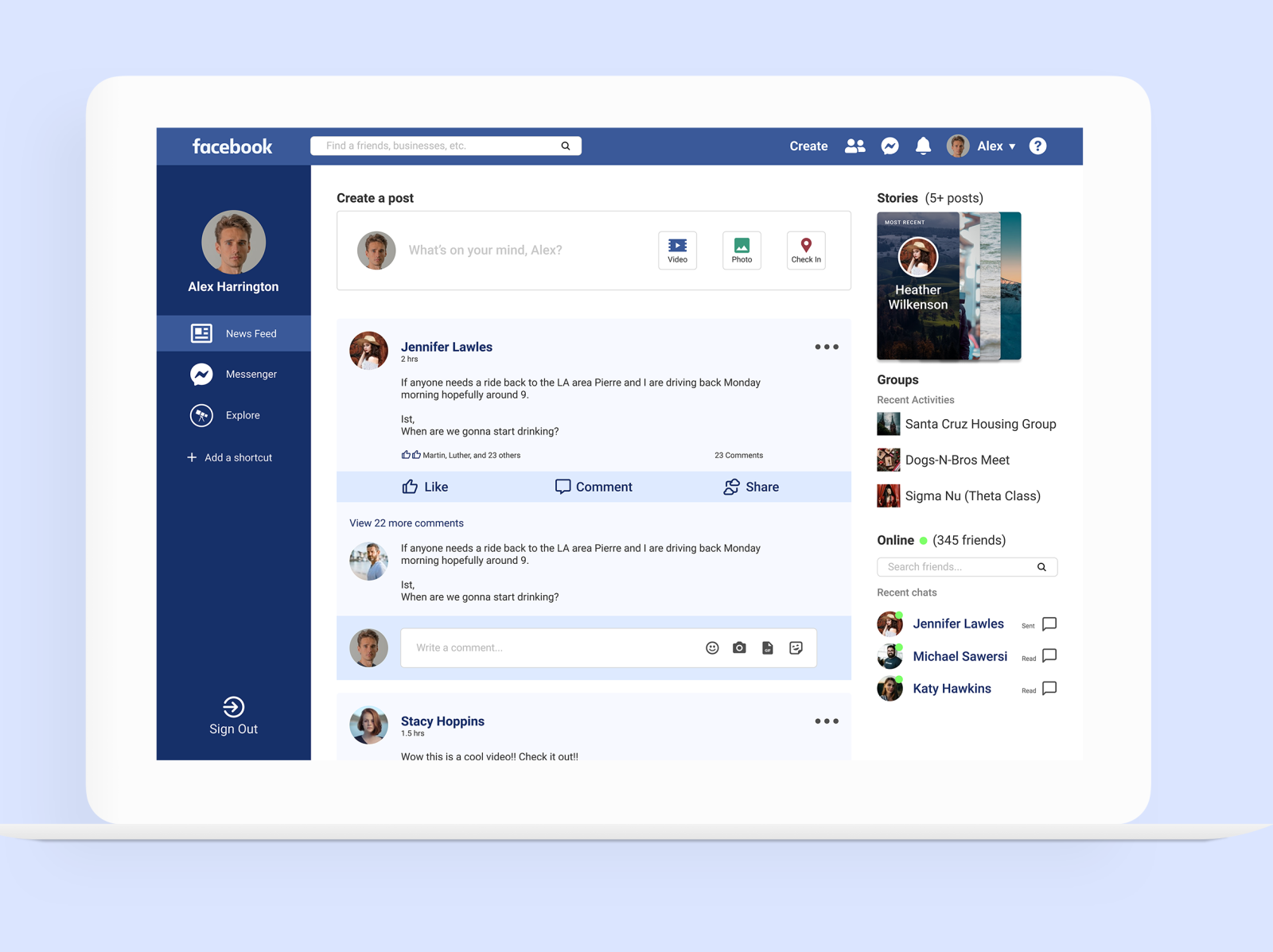 Facebook Redesign by Alessandro Briones on Dribbble