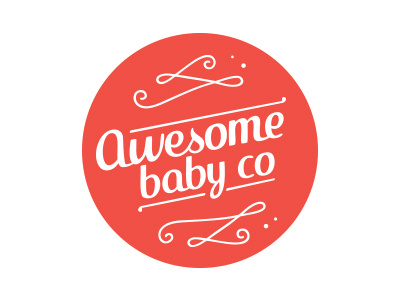 Awesome Baby Co. line logo mark pattern retro swash type typography vintage wordmark