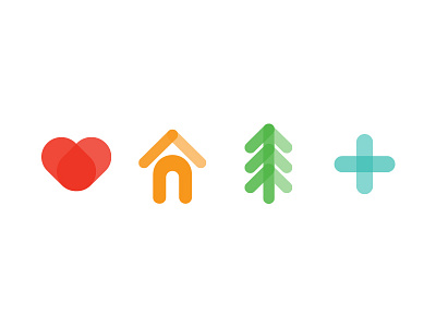Icons color heart house icons overlay plus simplicity tree