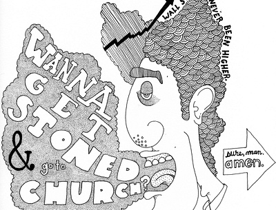 church amen church is where you smoke it church re brand derekthesketcher drawing get stoned illustration peter sketch typography wall street words writer