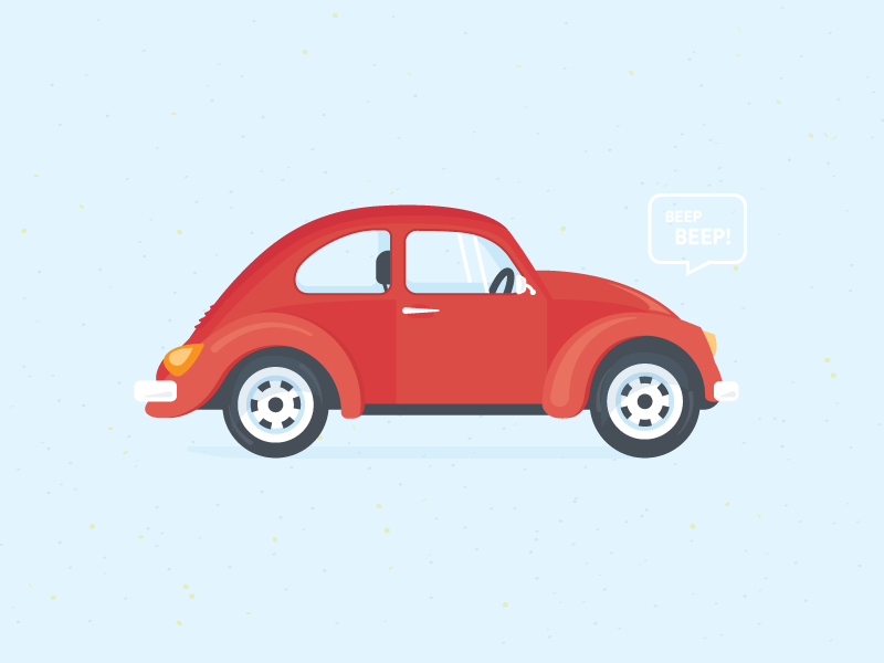 Beep beep volkswagen state empty shopify red flat illustration car