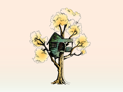 Draw something gradients illustration treehouse