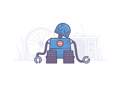 Bot broken illustration junkyard robot