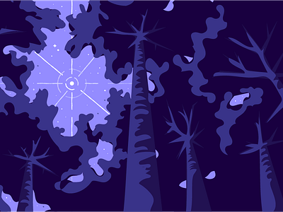 Look up ✨👀 fills illustration polaris purple shopify sky stars trees