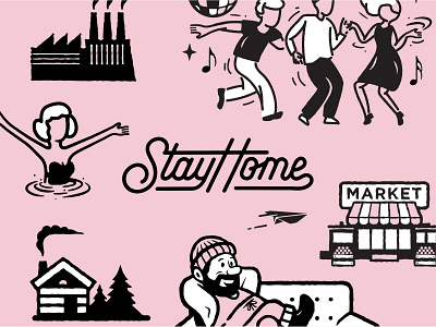 Activity Sheet Preview dancing factory hand lettering home man market relax stayhome swim