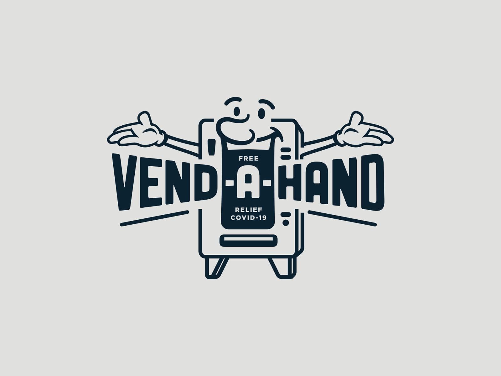 vend•a•hand charity chips covid-19 covid19 design face illustration machine smile soda vending vending machine