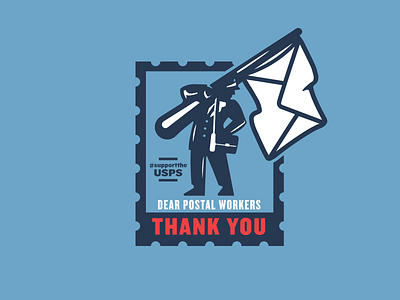Postal Worker Thank You 1 flag letter man post office postal stamp thank you