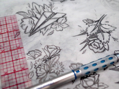 Dolores Floral Sketch aloha branch butterfly floral flowers illustration paper plane rose sketch