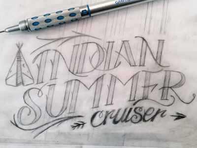 Indian Summer Sketch lettering paperplane script sketch summer teepee vacation