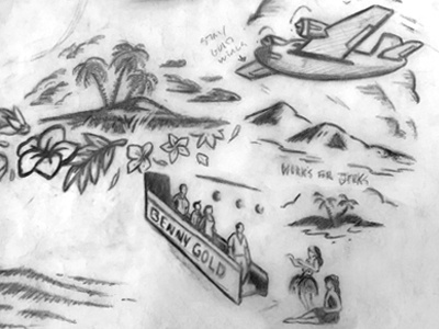 Bennygold Tropics airplane aloha hawaii island sketch vacation