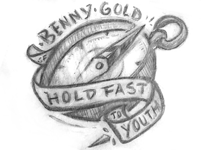 Hold Fast to Youth Compass benny gold compass needle paper plane sketch youth