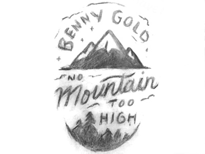 Benny Gold Mountain Sketch clouds mountain paper plane peak script sketch