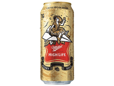 Bennygold Miller High Life Can beer cloud girl paper plane wheat