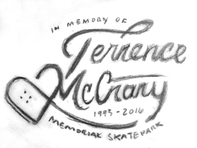 R.I.P. Terrence McCrary lettering memorial rip script skateboard skateboarding