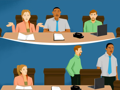 Mock Interview character course e learning illustrations interactive scenario