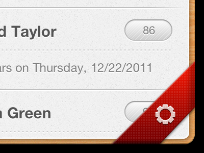 Settings button of Yearly for iPhone app birthday iphone paper settings ui wood yearly