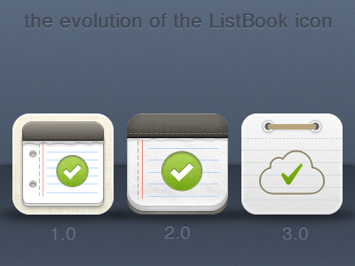 the evolution of the ListBook icon