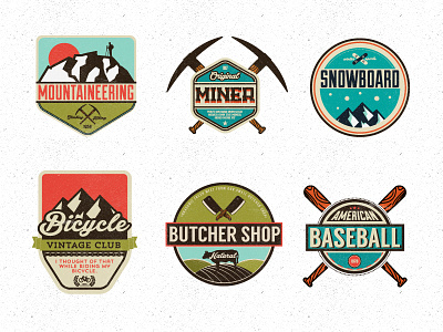 Vintage Badges badge download label miner mountain snowboard vector vintage winter