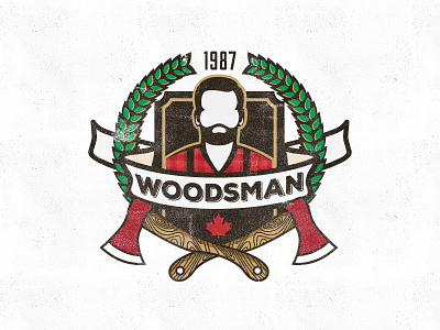 Woodsman Vintage Badge badge label lumber lumberjack retro vintage wood