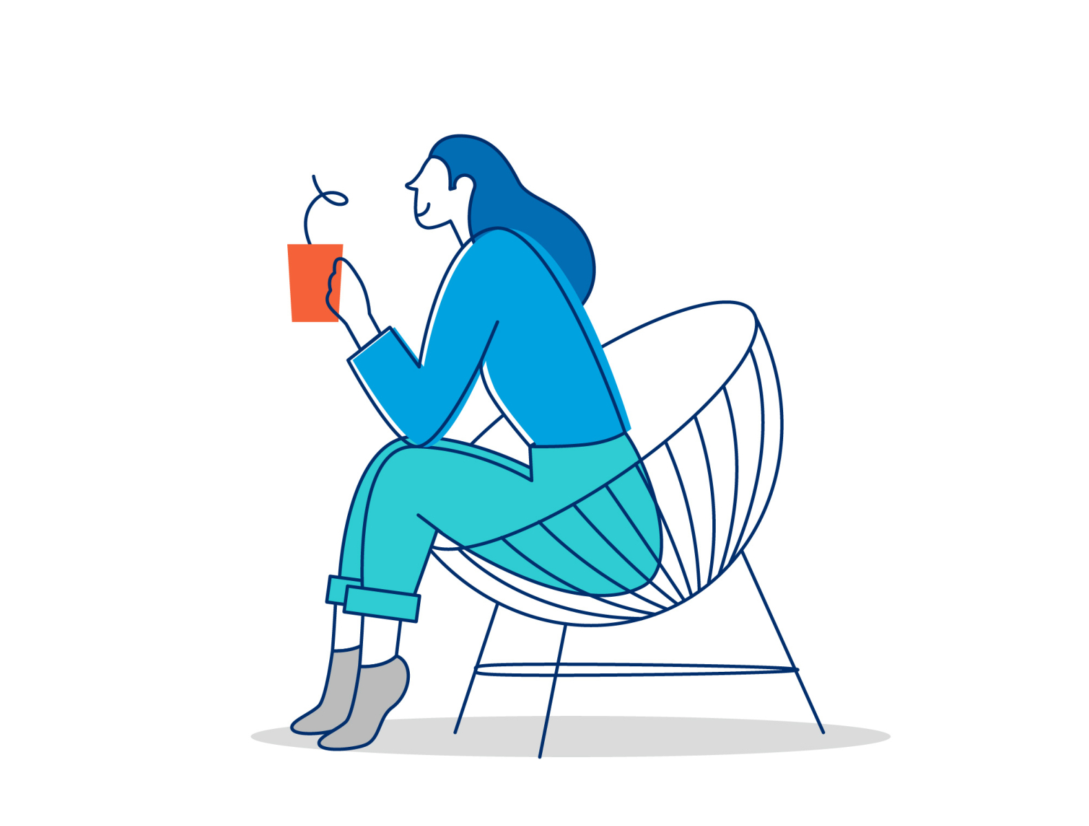 Co-operators - Lady drinking coffee. by Coque on Dribbble