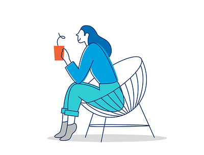 Co-operators - Lady drinking coffee. branding character design design illustration
