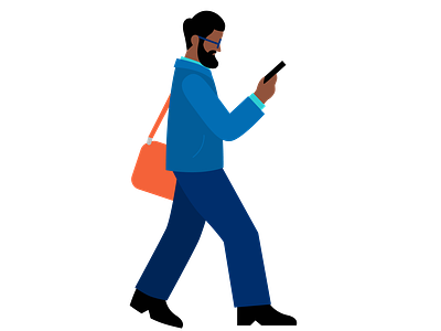 Men walking and watching the cellphone. branding character design illustration vector