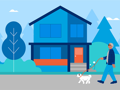 Men walking with a dog. branding character design design illustration vector
