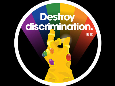 Sticker destroy discrimination. glove huge illustration pride sticker thanos