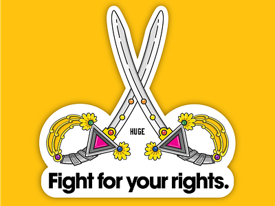 Fight for your rights sticker. huge illustration pride sticker sword
