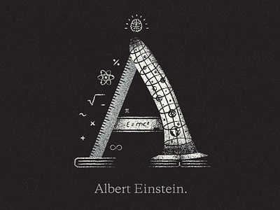 Neurodiversity - A - Albert Einstein - V2 albert albert einstein alphabet atom books brain einstein grany illustraion letter math
